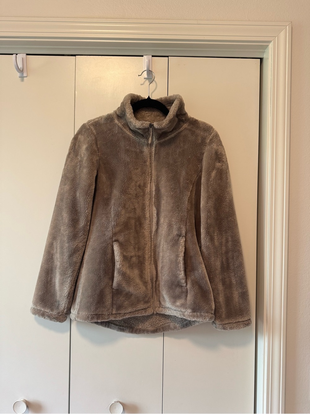 32 Degrees Taupe Faux-Fur Zip Jacket